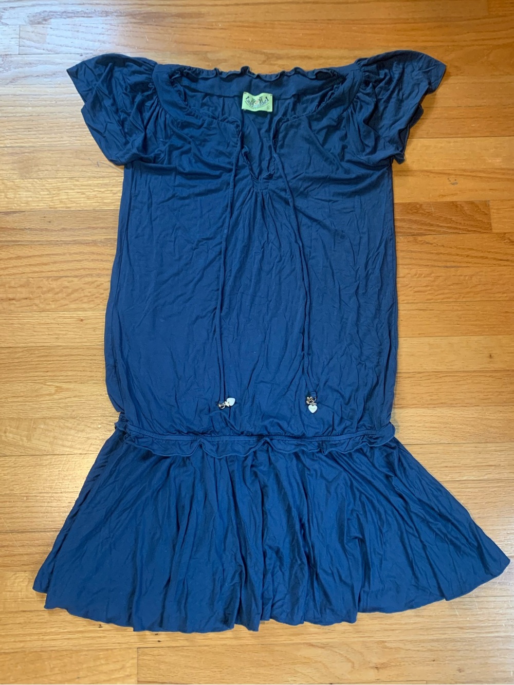 Juicy Couture Pam Gela Smocked Shirt Dress Pool Cover Up Blue Women’s Large